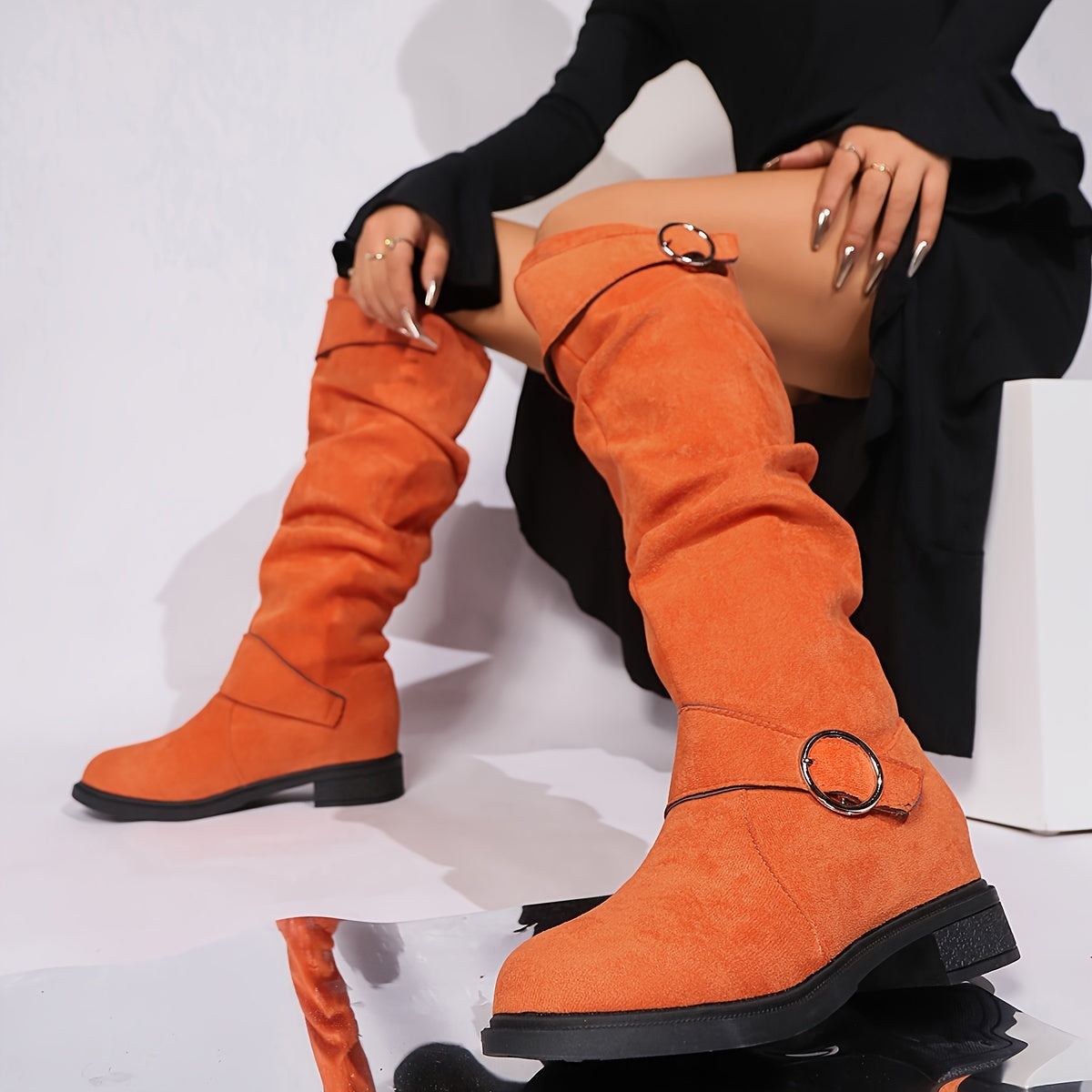 Women's Buckle Slouch Boots