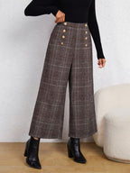 Women's Button-Detail Wide-Leg Trousers