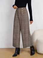 Women's Button-Detail Wide-Leg Trousers