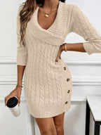 Women's Cable-Knit V-Neck Dress