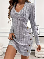 Women's Cable-Knit V-Neck Dress