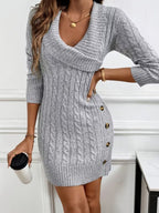 Women's Cable-Knit V-Neck Dress