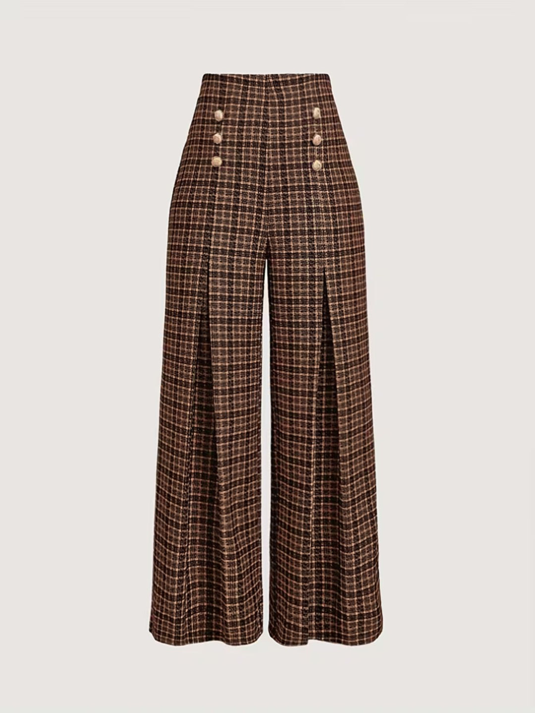 Women's Checked Wide-Leg Trousers