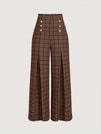 Women's Checked Wide-Leg Trousers