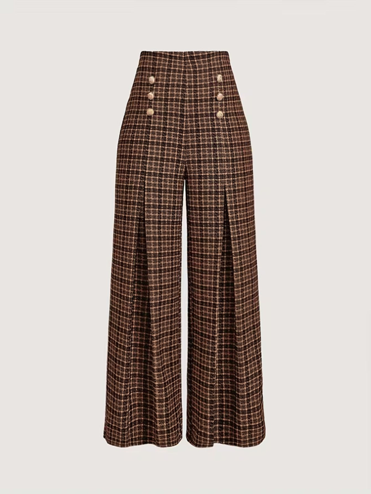 Women's Checked Wide-Leg Trousers
