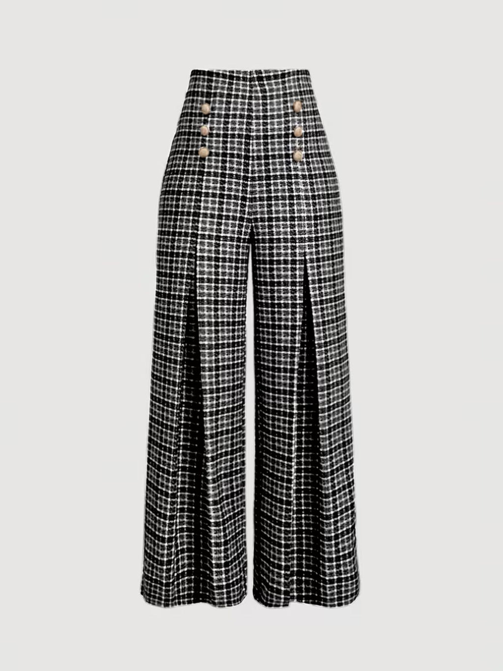 Women's Checked Wide-Leg Trousers