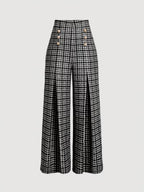 Women's Checked Wide-Leg Trousers
