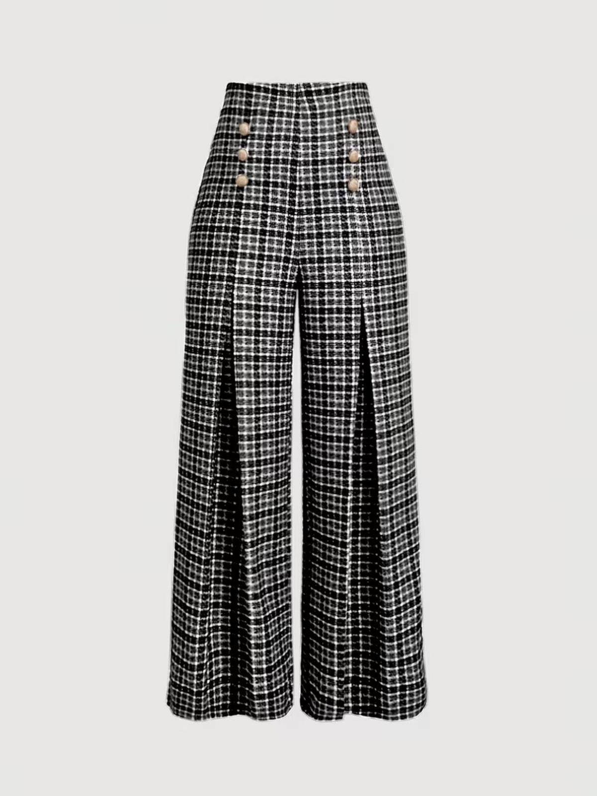 Women's Checked Wide-Leg Trousers