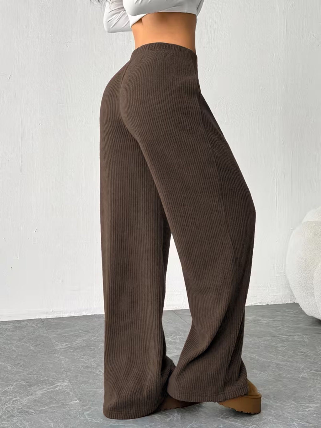 Women's Ribbed Wide-Leg Trousers